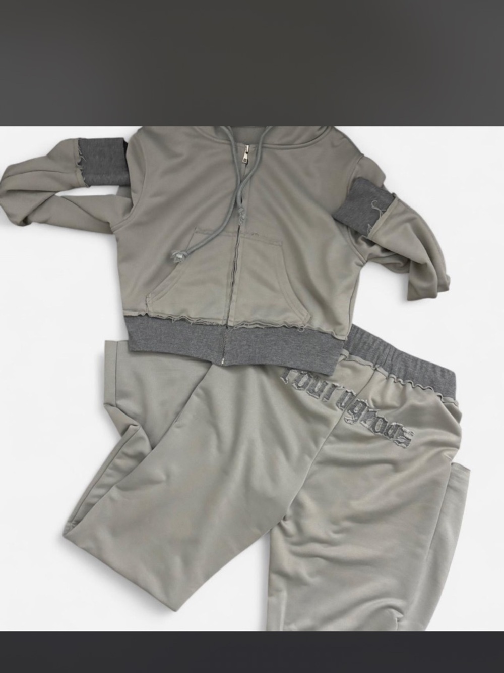 Grey Zip Hoodie & Joggers Lounge Set